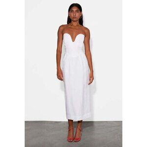 Mara Hoffman Isla Strapless Linen Blend Midi Dress White Womens Size 2